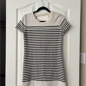 BCBGMaxAzria Black and Cream Striped Mini Dress